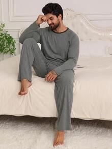 DAZY Spring/Autumn Black & Gray Striped T-Shirt With Men's Loungewear Set - Multicolor - View 5