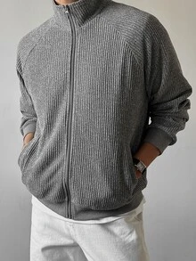 DAZY Spring/Autumn Grey Loose Knit Fabric Raglan Sleeve Men's Commuter Jacket - Multicolor - View 6