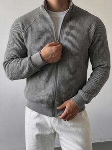 DAZY Spring/Autumn Grey Loose Knit Fabric Raglan Sleeve Men's Commuter Jacket - Multicolor - View 2