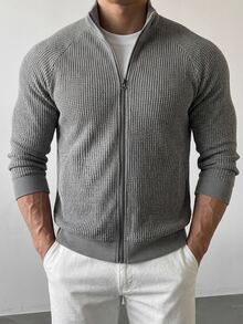 DAZY Spring/Autumn Grey Loose Knit Fabric Raglan Sleeve Men's Commuter Jacket - Multicolor - View 3