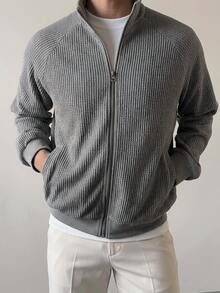 DAZY Spring/Autumn Grey Loose Knit Fabric Raglan Sleeve Men's Commuter Jacket - Multicolor - View 4