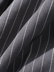 FRIFUL Gaun Pendek Wanita Gaya Korea Baru untuk Awal Musim Gugur, Motif Garis-garis Patchwork, Tali Serut di Bagian Dada, dan Desain Lipit di Bagian Bawah. - Hitam - View 10