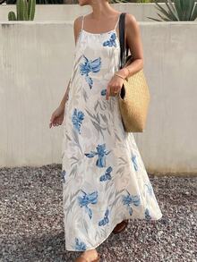 DAZY Floral Print Cami Sleep Dress - Navy Blue - View 7