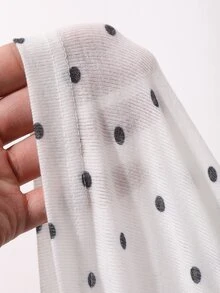 DAZY Polka Dot Mesh Fitted Short Off-Shoulder Long Sleeve Elegant Sexy Vacation Spring Autumn Women's Top - White - View 9