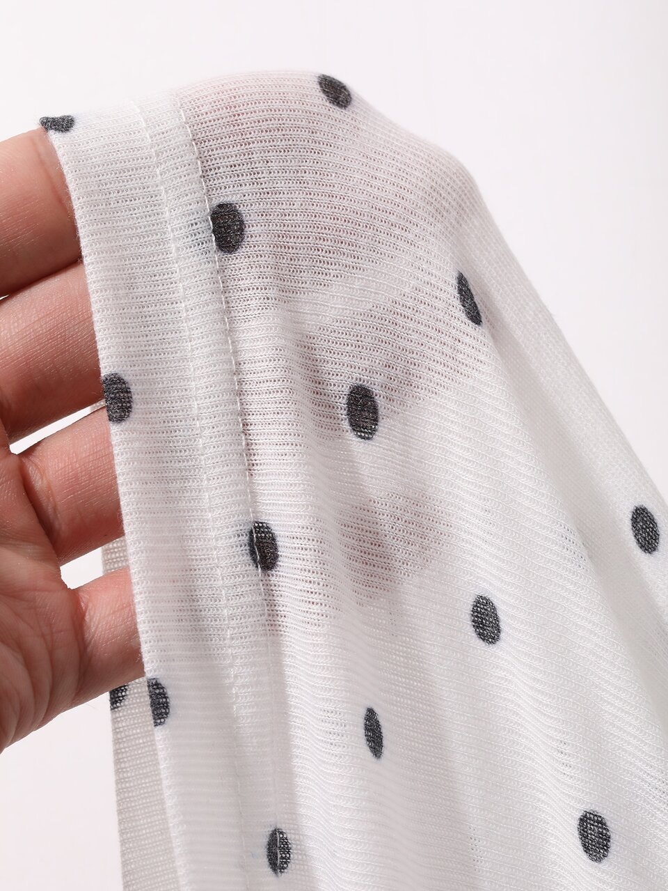 Polka Dot Mesh Fitted Short Off-Shoulder Long Sleeve Elegant Sexy Vacation Spring Autumn Women's Top