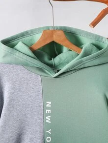 SHEIN 青少年男孩復古撞色寬鬆長袖連帽衫套裝，冬季，街頭風，返校季 - 彩色 - 查看 3