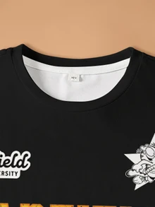 GARFIELD | SHEIN Tween Boy Cartoon Letter & Number Print T-Shirt And Shorts Set - White - View 3