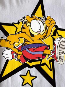 GARFIELD | SHEIN تي شيرت بأكمام قصيرة مطبوع عليه نجمة كرتونية للفتيات المراهقات - أبيض - مشاهدة 4