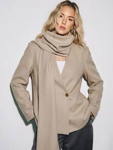ATUI Studio Women's Fashion Metal Button Long Sleeve Blazer - White - View 2