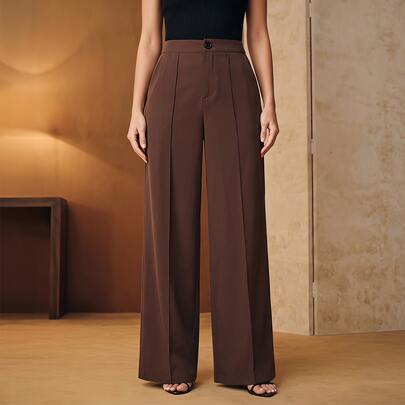 Anewsta Elegant Commuter Straight Leg Versatile Women's Long Dress Pants
