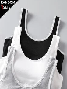 1 Random Set Girl's Teenager Teen Girl Minimalist Baggy Cute Teen Solid Color Black White Gray Comfortable Soft Pad Summer - Multicolor - View 4