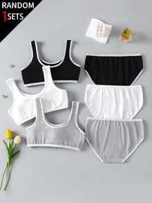 1 Random Set Girl's Teenager Teen Girl Minimalist Baggy Cute Teen Solid Color Black White Gray Comfortable Soft Pad Summer - Multicolor - View 3