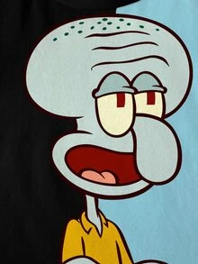 SpongeBob SquarePants | SHEIN 小男孩卡通印花拼色休閒日常短袖T恤 - 白色 - 查看 4