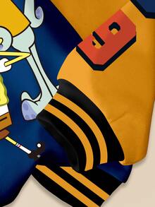 SpongeBob SquarePants | SHEIN Tween Boy Cartoon Print Crew Neck Long Sleeve Casual Sweatshirt - White - View 5