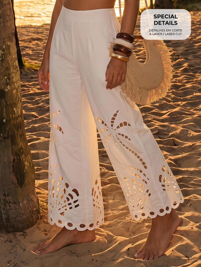 CAJUNI Pantalones largos de unicolor casuales y versátiles para uso diario de mujer