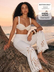 CAJUNI Women's Solid Color Casual Versatile Daily Wear Long Pants - White - View 9