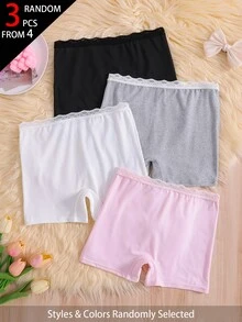 SHEIN 3 Random Piece From 4 Designs Girls Casual Hipster Panties, Designed In Pink, White, Black And Grey Autumn Fall - Multicolor - View 3