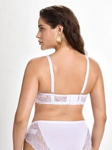 Slumbrini Plus Size White Sexy Full-Coverage Underwire Bra, Lift And Support - White - View 3