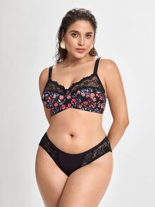 Slumbrini Plus Size Women Fashionable Underwire Bra, Lift - Black - View 7