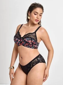 Slumbrini Plus Size Women Fashionable Underwire Bra, Lift - Black - View 5