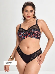 Slumbrini Plus Size Women Fashionable Underwire Bra, Lift - Black - View 1