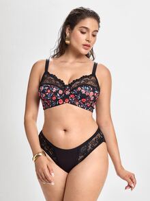 Slumbrini Plus Size Women Fashionable Underwire Bra, Lift - Black - View 8
