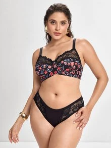 Slumbrini Plus Size Women Fashionable Underwire Bra, Lift - Black - View 9
