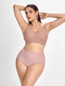 Slumbrini 3pcs/Pack Celana Dalam Wanita Ukuran Besar Nyaman Tanpa Jahitan, Dingin, Perekat, Pinggang Tinggi, Ukuran Plus - MultiWarna - View 8