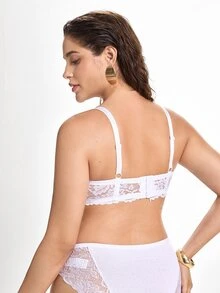 Slumbrini MIMILEMON Plus Size Women Lace Wireless Full Coverage Lift Bra With Underwire, Breathable, Minimizes Bulges, Daily Wear Bra - White - View 2