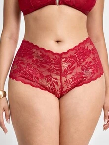 3 件加大码蕾丝边性感内裤套装，舒适透气弹力性感内衣，适合女士 - 彩色 - 查看 6