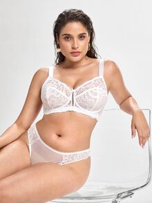 Slumbrini Plus Size Women Comfortable Daily Fashion Underwire Bra - White - View 8