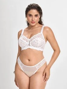 Slumbrini Plus Size Women Comfortable Daily Fashion Underwire Bra - White - View 4