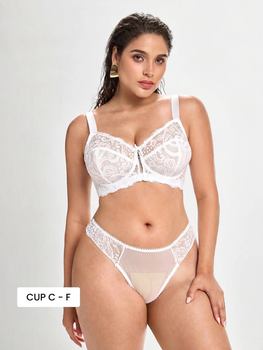 Slumbrini Plus Size Women Comfortable Daily Fashion Underwire Bra - White - View 1