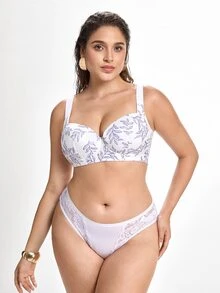 Slumbrini Bra Berkawat Motif Daun Ukuran Plus untuk Wanita - Memperindah Payudara, Mengangkat, Memberikan Dukungan Samping, Seksi & Nyaman, Modis & Serbaguna, Meningkatkan Kepercayaan Diri dengan Lekuk Tubuh - Putih - View 9
