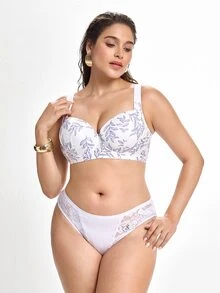 Slumbrini Bra Berkawat Motif Daun Ukuran Plus untuk Wanita - Memperindah Payudara, Mengangkat, Memberikan Dukungan Samping, Seksi & Nyaman, Modis & Serbaguna, Meningkatkan Kepercayaan Diri dengan Lekuk Tubuh - Putih - View 8