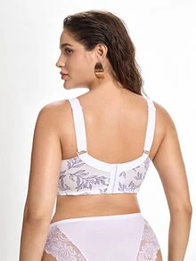 Slumbrini Bra Berkawat Motif Daun Ukuran Plus untuk Wanita - Memperindah Payudara, Mengangkat, Memberikan Dukungan Samping, Seksi & Nyaman, Modis & Serbaguna, Meningkatkan Kepercayaan Diri dengan Lekuk Tubuh - Putih - View 2