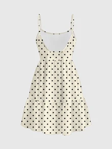ROMWE Y2K Polka Dot Korean Style Cute Spaghetti Strap Women's Dress - White - View 2
