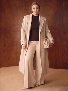 MOTF PREMIUM PLUS SIZE WOMEN'S COMMUTER VERSATILE SOLID COLOR STAND COLLAR SLIM FIT SWEATER - Brown - View 3
