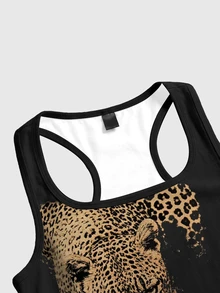 ROMWE Grunge Punk Women's Animal Print Casual Daily Wear Top - Black - View 5