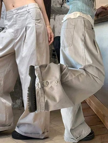 Dazy Tall Celana Panjang Kasual Wanita Model Lurus Longgar untuk Musim Gugur - Light Grey - View 8
