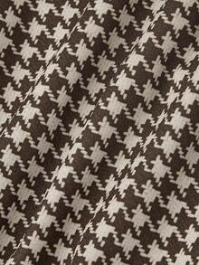 SHEIN MOD Plus Size Autumn Vintage Brown Houndstooth Flare Pants, Retro Casual, Daily Commute, Office Wear, Preppy Style, Versatile Pants For Autumn/Winter Fall - Brown - View 4