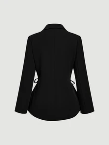 SHEIN MOD Conjunto de chaqueta y pantalones con decoración de cordones estilo vintage - Negro - Ver 7