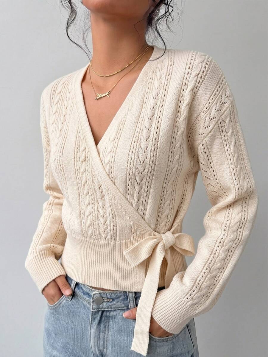 SHEIN PariChic Women Cardigans Brunch Diner Beige Autumn French Elegant - Apricot - View 1