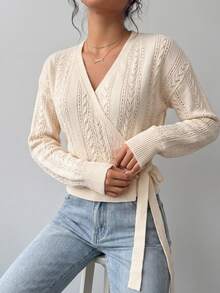SHEIN PariChic Women Cardigans Brunch Diner Beige Autumn French Elegant - Apricot - View 9