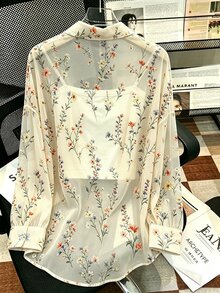 INAWLY 女款花卉圖案休閒百搭日常穿著襯衫 - 彩色 - 查看 2