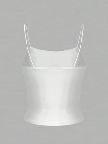 SHEIN EZwear 2件裝女款休閒貼身細肩帶背心上衣，95%棉，女款夏季，女款日常，夏季上衣 - 彩色 - 查看 4