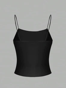 SHEIN EZwear 2件裝女款休閒貼身細肩帶背心上衣，95%棉，女款夏季，女款日常，夏季上衣 - 彩色 - 查看 6