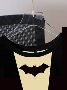 BATMAN X SHEIN Men's Summer Casual Colorblock Print T-Shirt - White - View 4