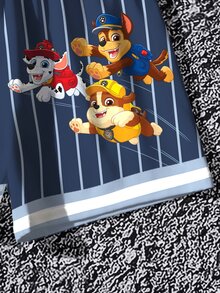 SHEIN | PAW Patrol Young Boy Summer Casual Striped Dog Print Short Sleeve T-Shirt And Shorts Set - White - View 8