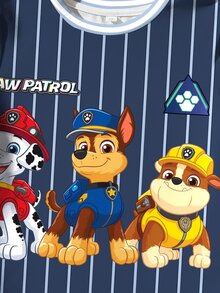 SHEIN | PAW Patrol Young Boy Summer Casual Striped Dog Print Short Sleeve T-Shirt And Shorts Set - White - View 5